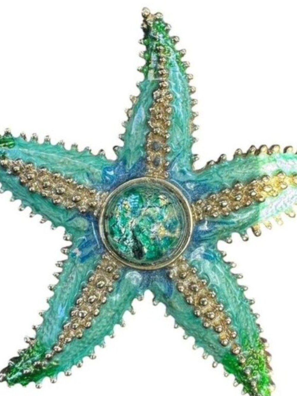 ⭐️💙Chico’s Women's Blue Gold Starfish Beach Coastal Brooch Pin